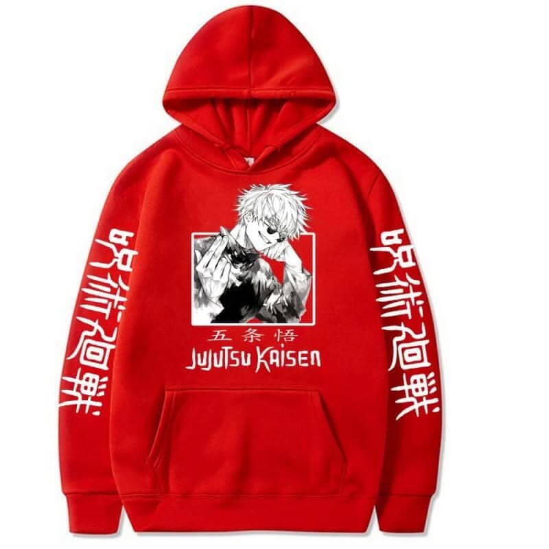 Jujutsu Kaisen Hoodie Hip Hop Anime Hoodie Colored Strings Red 1 L 