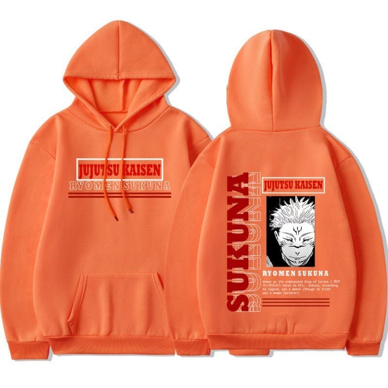 Japanese anime spell fight back to two sides Su Nuo new printed pullover sweatshirt plus velvet hoodie top hoodie Colored Strings Orange L 