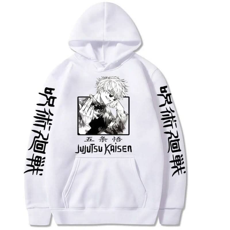 Jujutsu Kaisen Hoodie Hip Hop Anime Hoodie Colored Strings White 1 L 