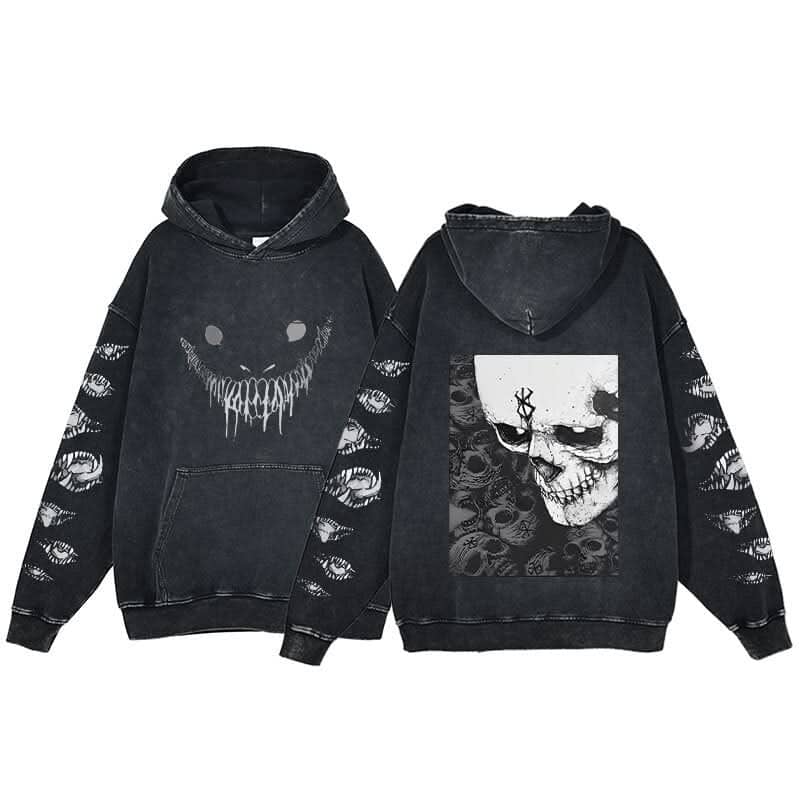 Anime Berserk Hoodie Men's Clothing Black Vintage Print Cot