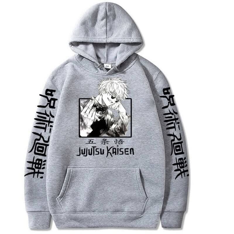 Jujutsu Kaisen Hoodie Hip Hop Anime Hoodie Colored Strings Gray 1 L 