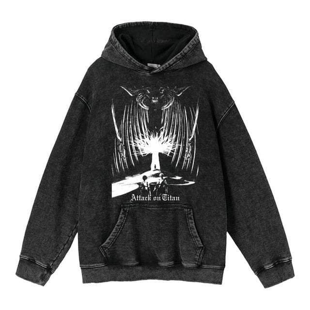 hoodie clothing cross-border new Attack on Titan anime peripheral printing trendy brand washed retro hooded sweatshirt for men