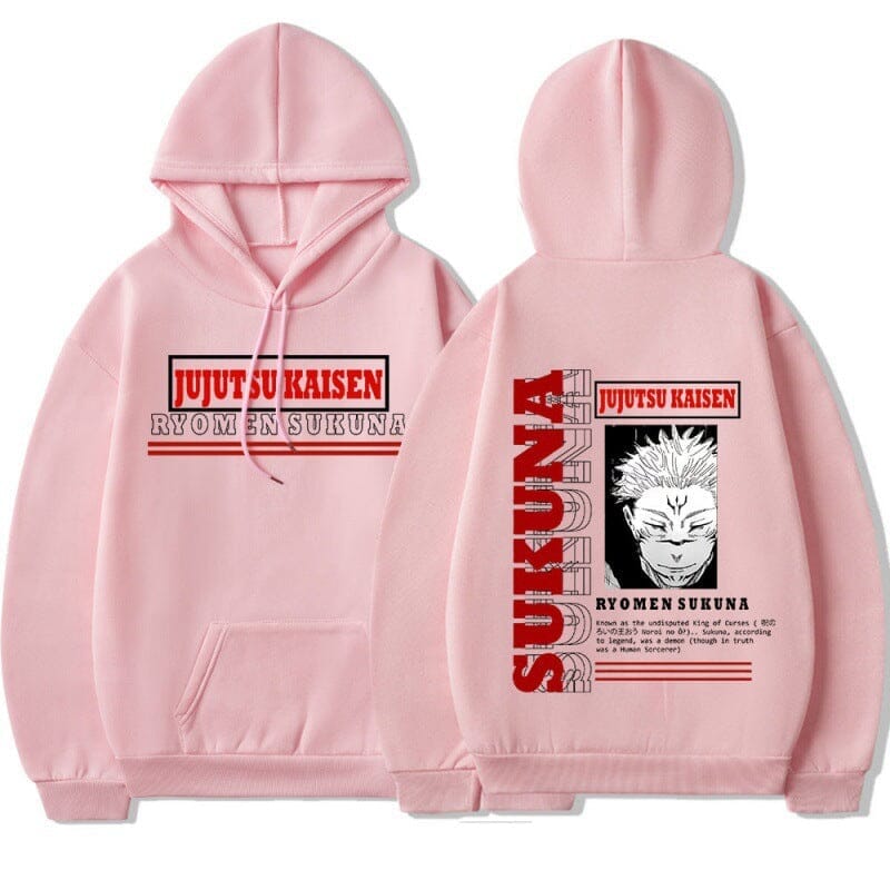 Japanese anime spell fight back to two sides Su Nuo new printed pullover sweatshirt plus velvet hoodie top hoodie Colored Strings Pink L 