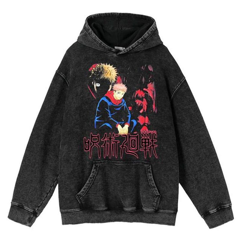 hoodie cross-border spring and autumn new washed retro hoodie curse return to anime peripheral printed sweatshirts for men and women